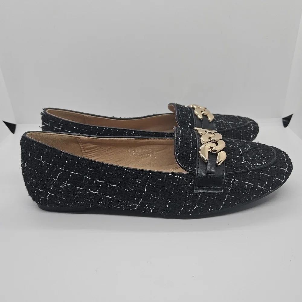 Patrizia black boucle chain loafers EU 37 US 6.5-7
